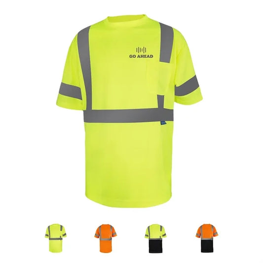 Reflective Strip Short Sleeves T-Shirt With Pocket