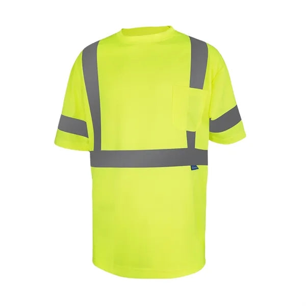 Reflective Strip Short Sleeves T-Shirt With Pocket