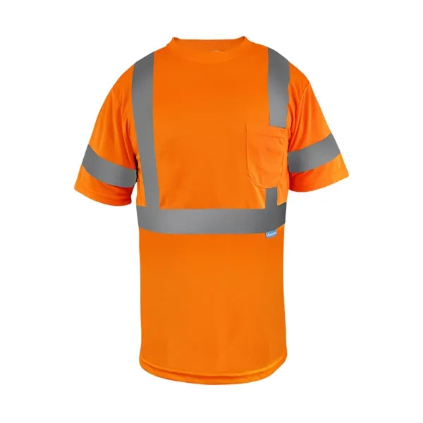 Reflective Strip Short Sleeves T-Shirt With Pocket