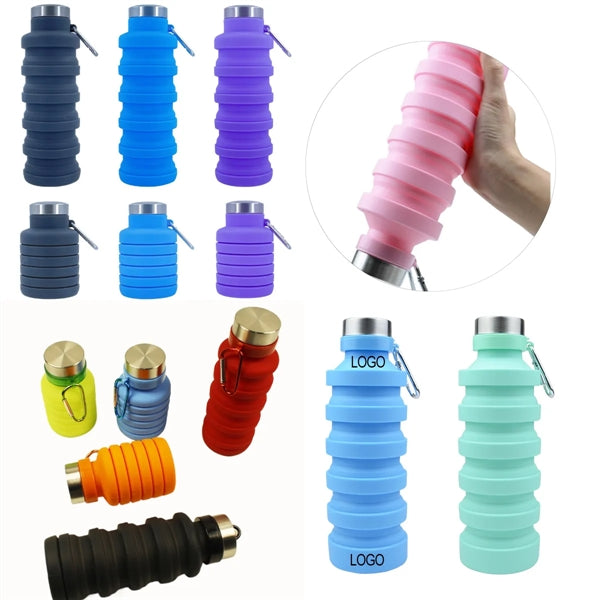 20 Oz Collapsible Water Bottle w/ Carabiner