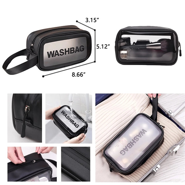 Pu Cosmetic Waterproof Travel Washbag With Zipper