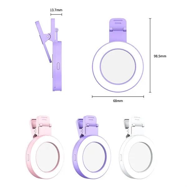 Phone Selfie Portable Clip-on Ring Light