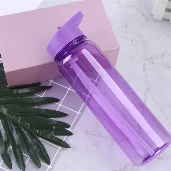 Sport Portable Translucent Water Bottle With Flip Straw