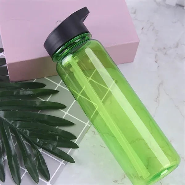 Sport Portable Translucent Water Bottle With Flip Straw
