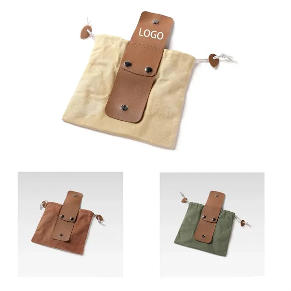 Leather Canvas Pouch Foraging Bag