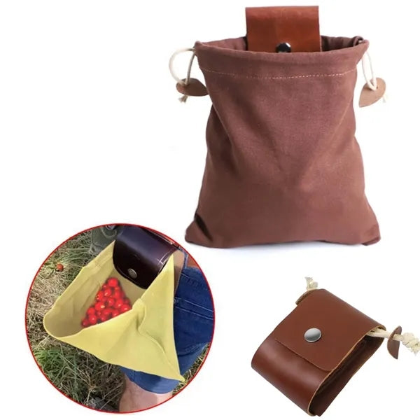 Leather Canvas Pouch Foraging Bag
