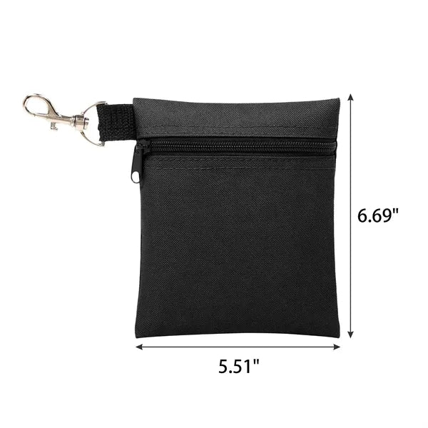 Zipper Golf Accessory Bag With Clip