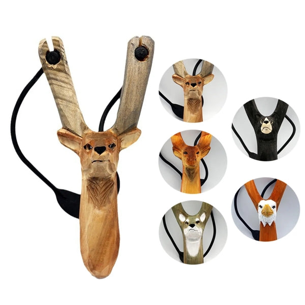 Cute Wooden Carved Animal Slingshot Toy