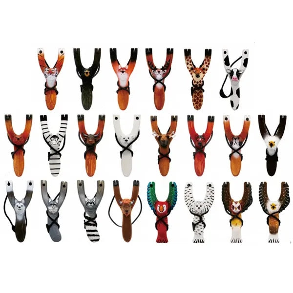 Cute Wooden Carved Animal Slingshot Toy