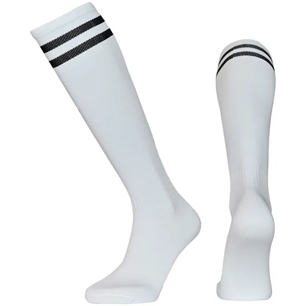 Embroidered Logo Soccer Knee High Tube Socks With Stripes