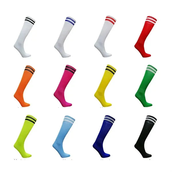 Embroidered Logo Soccer Knee High Tube Socks With Stripes