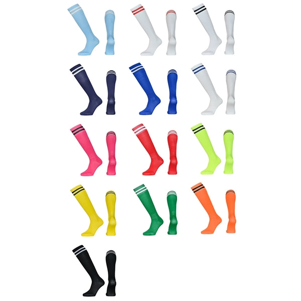 Embroidered Logo Soccer Knee High Tube Socks With Stripes