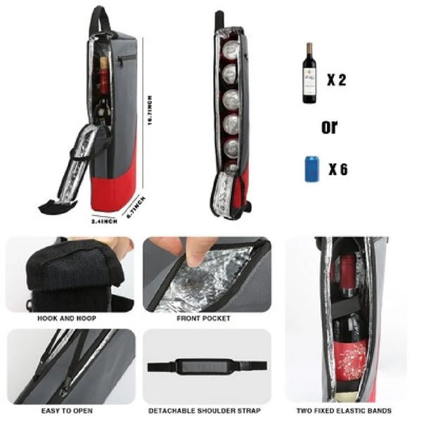 Portable Cans and Wine Cooler Bag for Golf and Outdoors