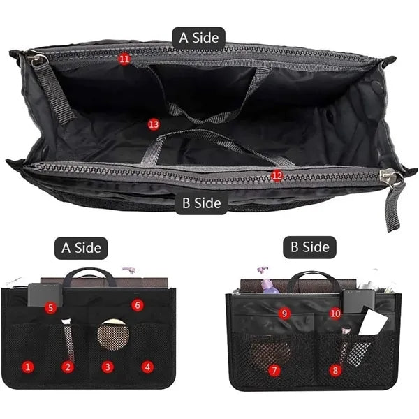 Multi Pocket Insert Organizer Bag With Handles