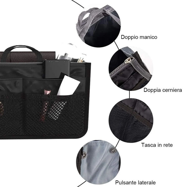 Multi Pocket Insert Organizer Bag With Handles