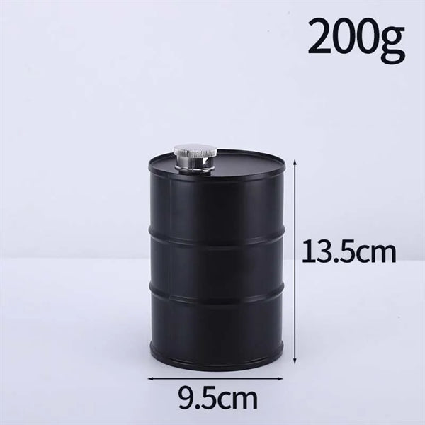 25Oz. Stainless Steel Oil Drum Shape Flask