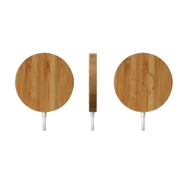 Eco-Friendly Bamboo Round Magnetic Wireless Charger 15W