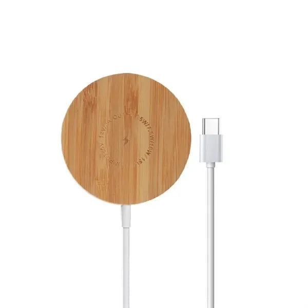 Eco-Friendly Bamboo Round Magnetic Wireless Charger 15W