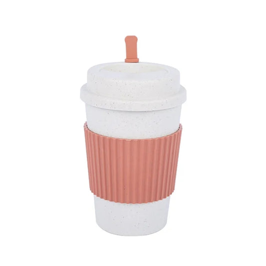 Wheat Straw Coffee Mug Portable Mark Cup with Lid