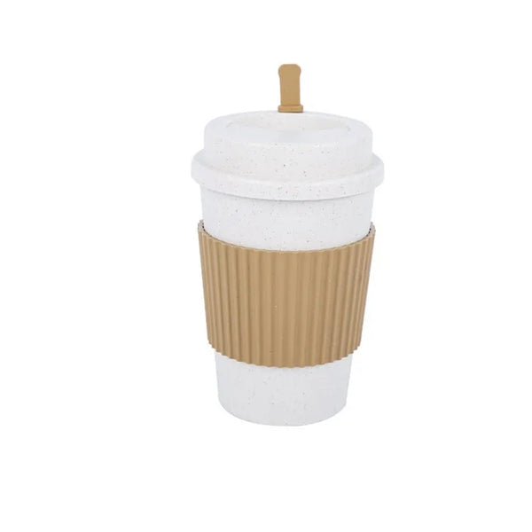 Wheat Straw Coffee Mug Portable Mark Cup with Lid