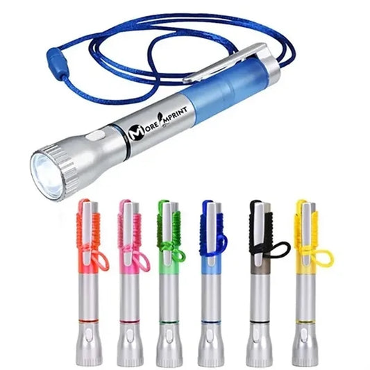 Flashlight with Pen and Lanyard
