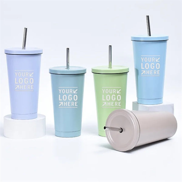 17 Oz. Stainless Steel Insulated Tumbler With Straw And Lid