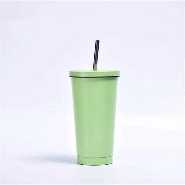 17 Oz. Stainless Steel Insulated Tumbler With Straw And Lid
