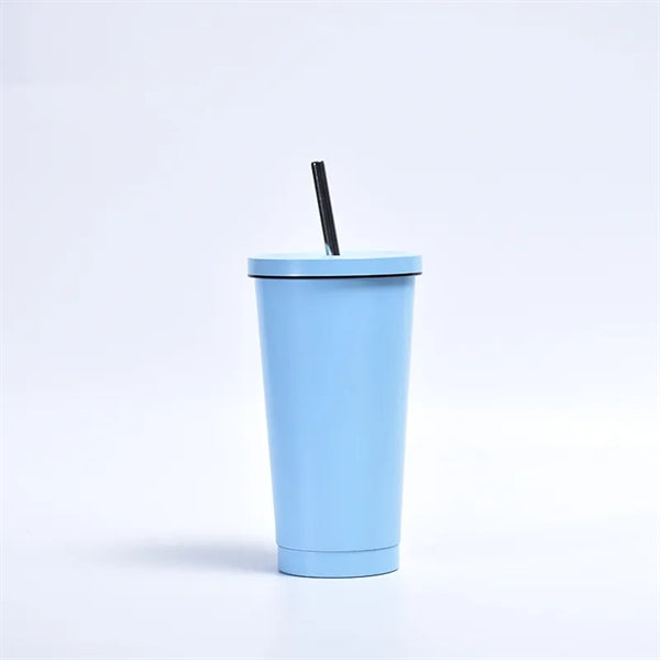 17 Oz. Stainless Steel Insulated Tumbler With Straw And Lid