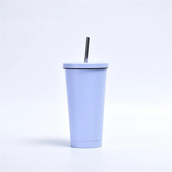 17 Oz. Stainless Steel Insulated Tumbler With Straw And Lid
