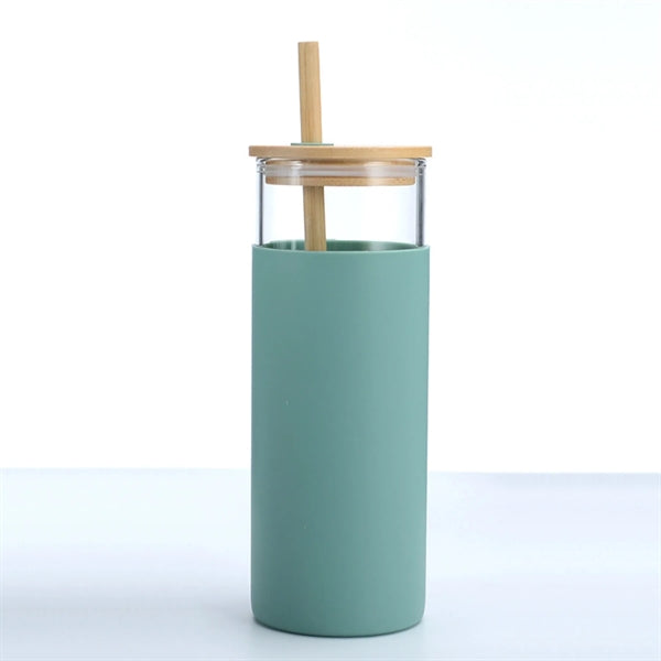 Iced Coffee Glass Cup with Lid and Straw