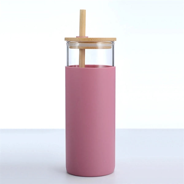 Iced Coffee Glass Cup with Lid and Straw