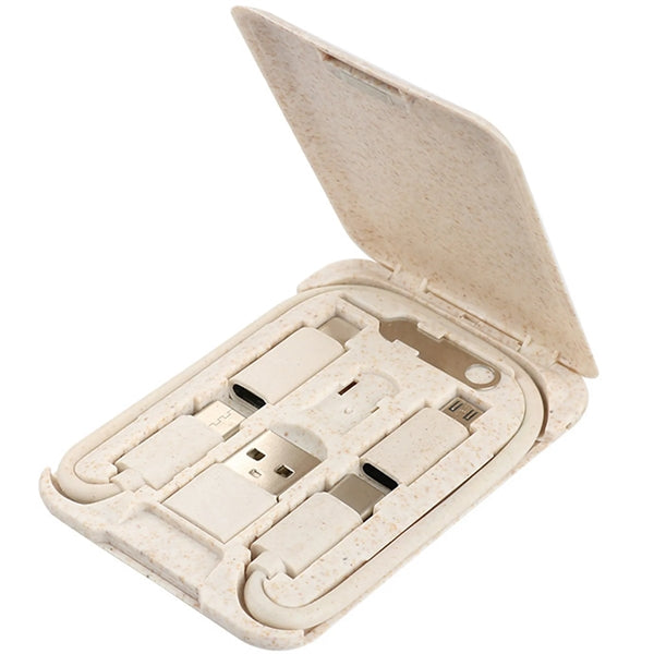 Wheat Straw Adapter Kit Cable Convertor Storage Box