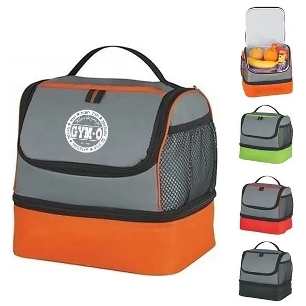 Two-Tone Cooler Lunch Bag with Mesh Side Pockets