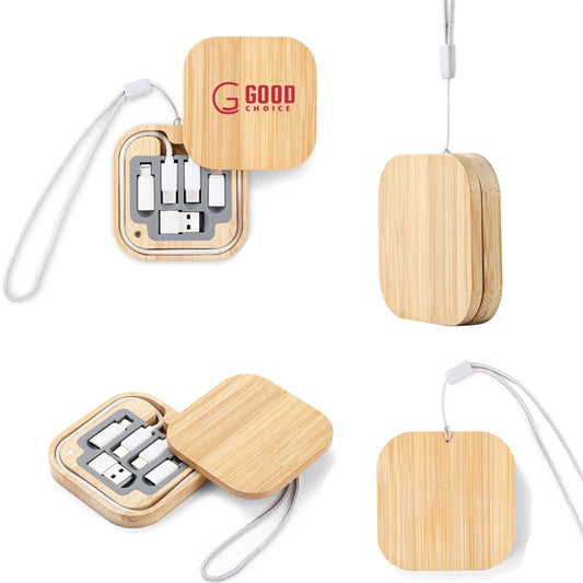Bamboo Storage Box With Fast Charging Cable Kit