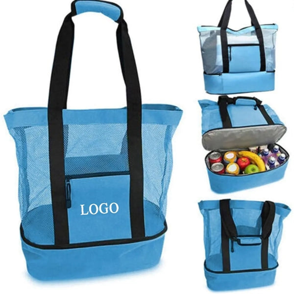 Mesh Beach Bag Carry Picnic Tote Foldable Handbag