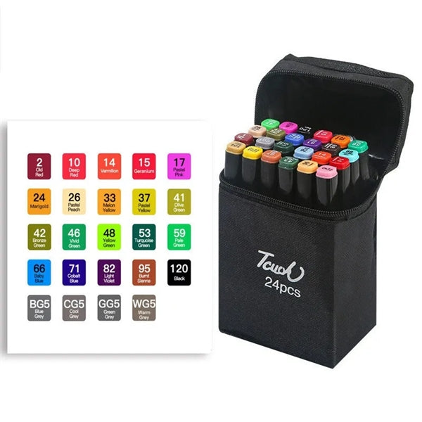 24 Color Alcohol Based Markers Set