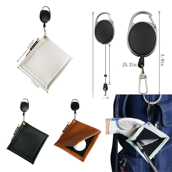 Portable Golf Ball And Club Cleaner Washer Towel Pouch
