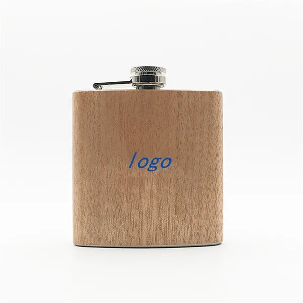 6 oz creative wood-grained leather flask customized