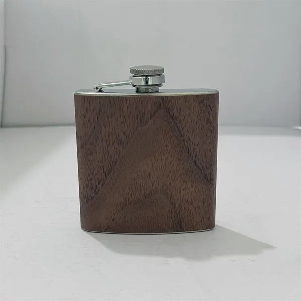 6 oz creative wood-grained leather flask customized