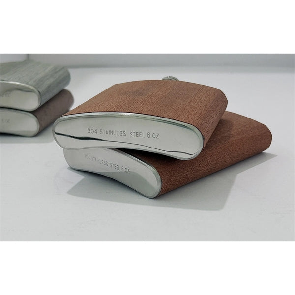 6 oz creative wood-grained leather flask customized
