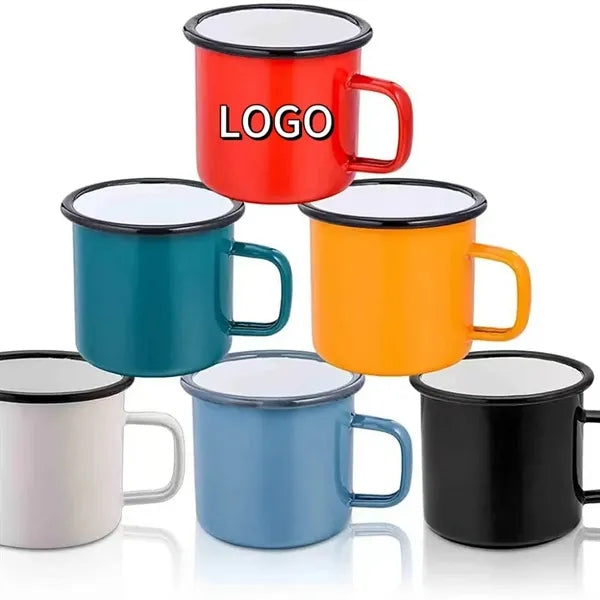 Rolled Edge Enamel Mug with Handle