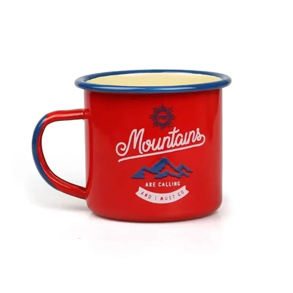 Rolled Edge Enamel Mug with Handle