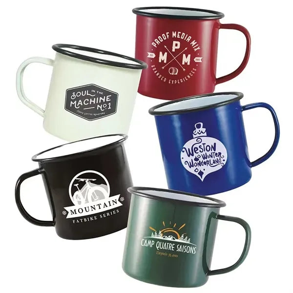Rolled Edge Enamel Mug with Handle