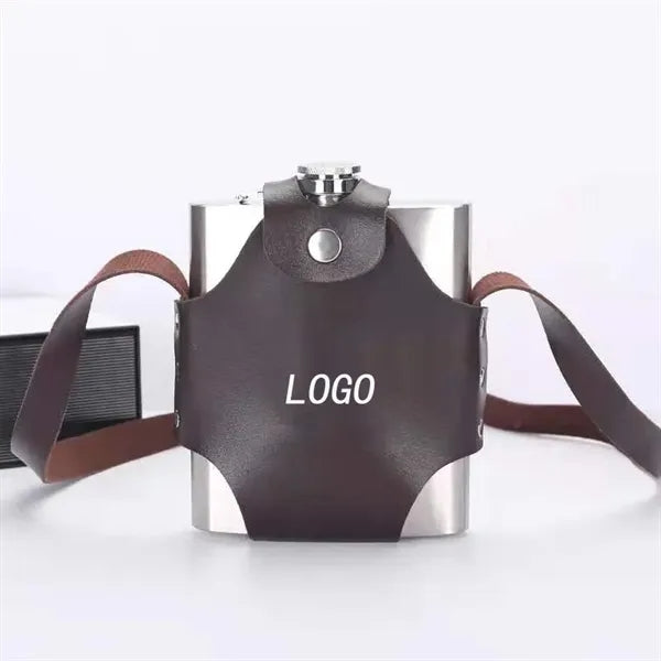 17 oz leather case 304 stainless steel wine flask