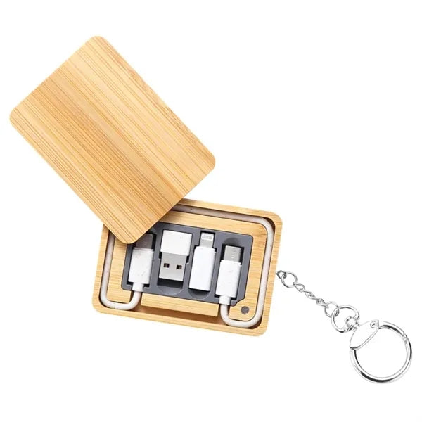 Bamboo Charging Cable Kit Keychain