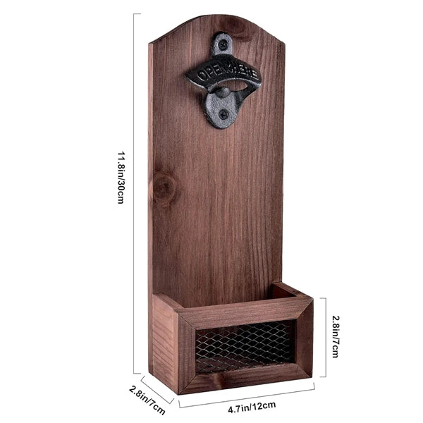 Wall Mounted Bottle Opener with Cap Collector Catcher