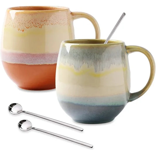 16 oz Ceramic Tea Coffee Milk Mugs With Handle