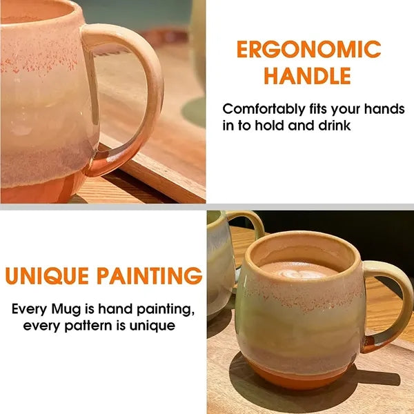 16 oz Ceramic Tea Coffee Milk Mugs With Handle