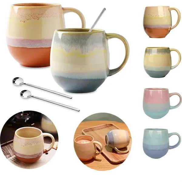 16 oz Ceramic Tea Coffee Milk Mugs With Handle