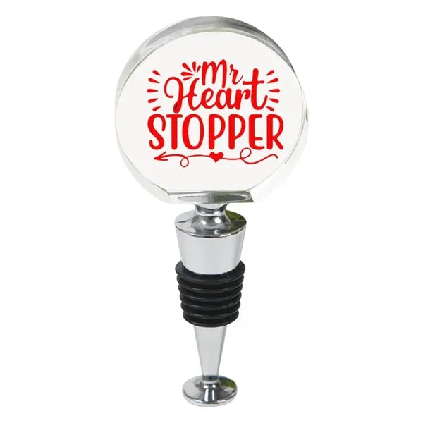 Round Crystal Bottle Stopper w/ Stand
